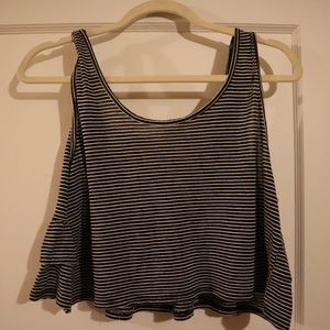 Cropped striped tank top with ruffle back